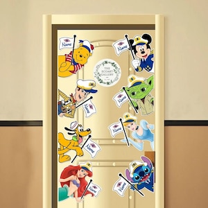 Personalized All Characters Disney Cruise Magnet, Mickey and Friends, Disney Family Cruise Trip 2024 Magnets For Cruise Ship Stateroom Door