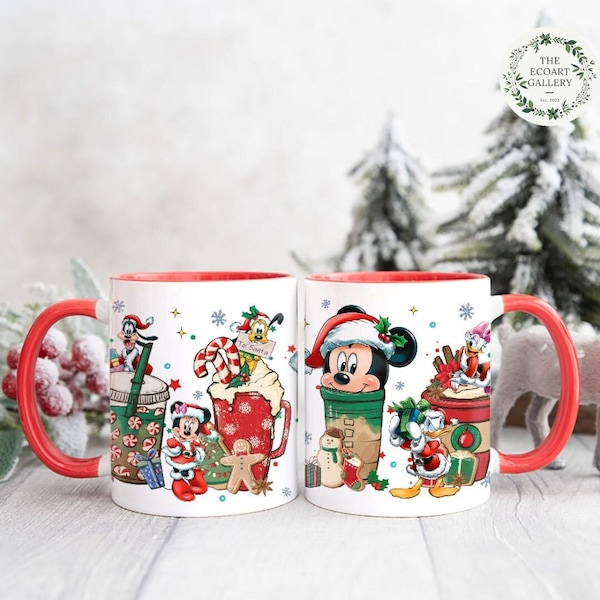 Disney Christmas Coffee Mug, Mickey and Friends Christmas Tea Coffee Latte, Disney Family Christmas Gift, Disneyland Christmas Coffee Lovers