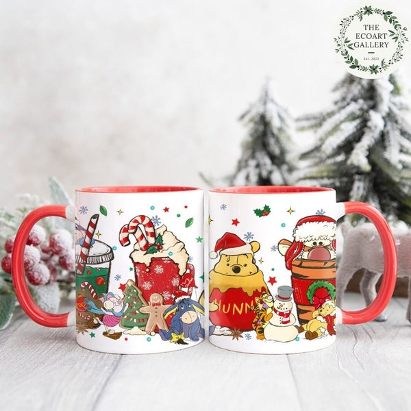 Winnie The Pooh Disney Christmas Coffee Mug, The Pooh and Friends Christmas Tea Coffee Latte, Disney Family Christmas Coffee Lovers Gifts