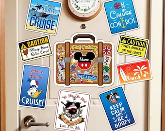 Aimant Mickey et ses amis, valise Disney Cruise, aimant personnalisé pour porte de cabine de bateau de croisière familiale Disney, rêve magique Disney