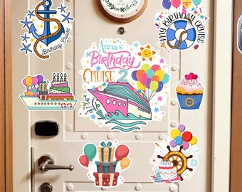 Personalized Birthday Cruise Magnet, Birthday Cake Balloons Inspired Cruise Door Magnet, Birthday Decoration, Birthday Boy, Birthday Girl