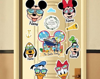 Personalized Mickey and Friends Summer Trip Disney Cruise Magnet, Disney Family Cruise Summer Vacation Magnet For Cruise Ship Stateroom Door