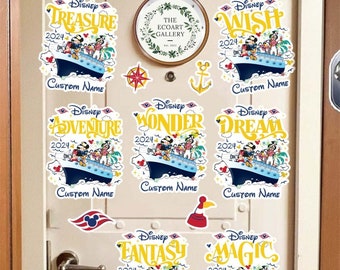 Personalized Mickey and Friends Disney Cruise Magnet, Disney Family Cruise Trip 2024 For Cruise Ship Stateroom Door, Disney Wish Dream Magic