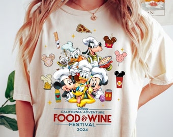 Mickey and friends Disney California Adventure Food & Wine Festival 2024 shirt, Mickey snacks shirt, Disneyland Family Group matching shirts