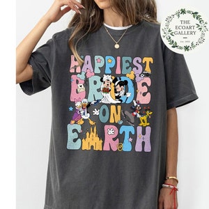 Happiest Bride on Earth Bride Squad shirt, Disney Mickey & friends Bachelorette Party Tee, Wedding Gifts Idea, Maid of Honor Shirt