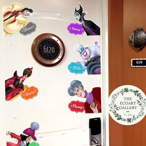Personalized Disney Villains Inspired Magnets For Cruise Ship Stateroom Doors, Disney Evil Friends Cruise Door Decor, Disney Family Magnets