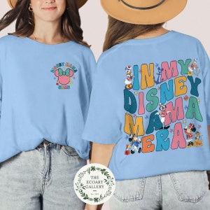 Disney Cruise Line de dos caras Mickey y sus amigos en mi camisa Disney Mama Era, nombre personalizado Cruisin Mama camisa, regalo para mamá, camiseta de crucero familiar