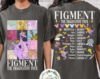 2-sided Figment The imagination tour shirt, Epcot world tour shirt, WDW Epcot center vintage Disney shirt, Family Group matching shirts