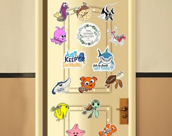 Disney Finding Nemo Inspired Magnet, Disney Family Cruise Ship Stateroom Door, Disney Pixar Finding Dory Magnet, Funny Just Keep Swimming