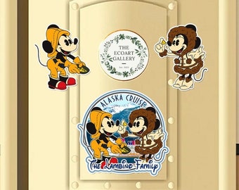 Personalized Mickey Minnie Disney Alaska Cruise Magnet, Disney Family Cruise Magnets For Cruise Ship Stateroom Door, Disney Wonder Magnet