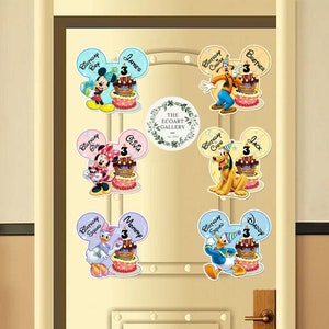 Personalized Mickey and Friends Disney Cruise Birthday Magnet, Disney Family Birthday Magnets For Cruise Ship Stateroom Door, Disney Trip