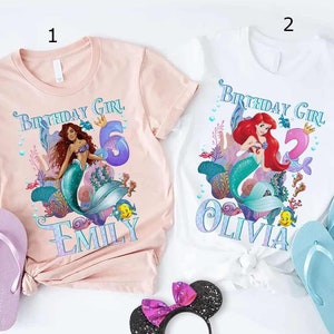 Personalized Little Mermaid Birthday Shirt, Disney Birthday Girl shirt, Black Girl Magic, Matching Birthday Shirts, Mermaid Theme Birthday