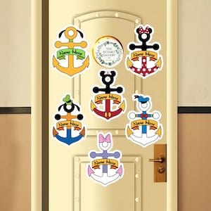 Personalized Mickey and Friends Disney Cruise Sailor Anchors Magnet, Disney Family Cruise Inspired Magnets For Cruise Ship Stateroom Door