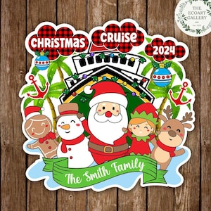Personalized Santa Snowman Elf Christmas Cruise Magnet, Christmas Family Cruise Stateroom Door, Merry Cruisemas Vacation Cruise Door Magnet