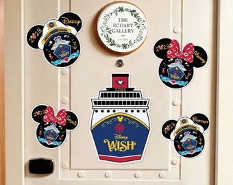 Personalized Mickey Minnie Ears Disney Cruise Ship Magnet, Disney Family Cruise Line 2023 Inspired Magnet For Cruise Ship Stateroom Door