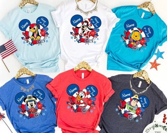 Personalized Happy 4th of July Disney Cruise Shirt, Mickey and Friends American Patriotic Happy Independence Day, Disney Family Cruise Trip