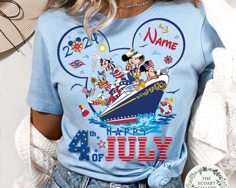 Personalized Mickey & friends Happy 4th of July Cruise Shirt, Disney American Patriotic Shirt, Happy Independence Day Family Cruise Tee