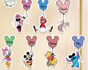 Personalized All Disney characters Mickey balloon magnet, Disney Cruise Line 2024 Magnet, Winnie the pooh Stitch Mickey Family Cruise magnet