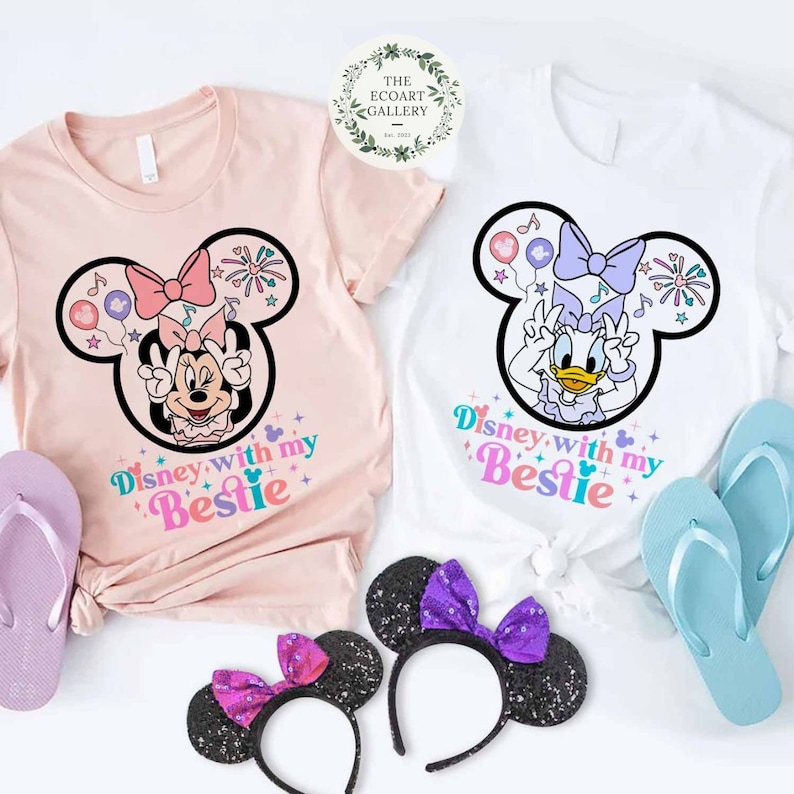 Personalized Disney with my Bestie Girls Trip 2024 shirt, Custom name Minnie Daisy shirt, Disney Besties Matching shirt, WDW Disneyland trip image 1