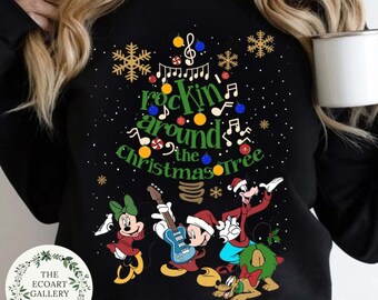 Rockin' around the Christmas tree Mickey & friends Christmas shirt, Disney Christmas shirt, Mickey's very merry Christmas party 2023