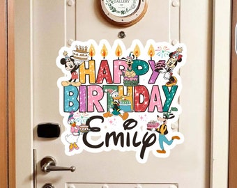 Personalized Mickey and Friends Happy Birthday Magnet, Birthday Cake Cruise Door Magnet, Best Birthday Ever cruise Magnet, Birthday decor