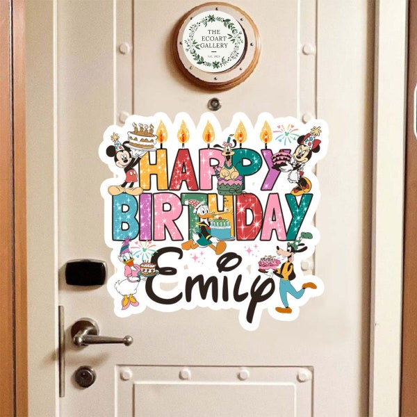 Personalized Mickey and Friends Happy Birthday Magnet, Birthday Cake Cruise Door Magnet, Best Birthday Ever cruise Magnet, Birthday decor