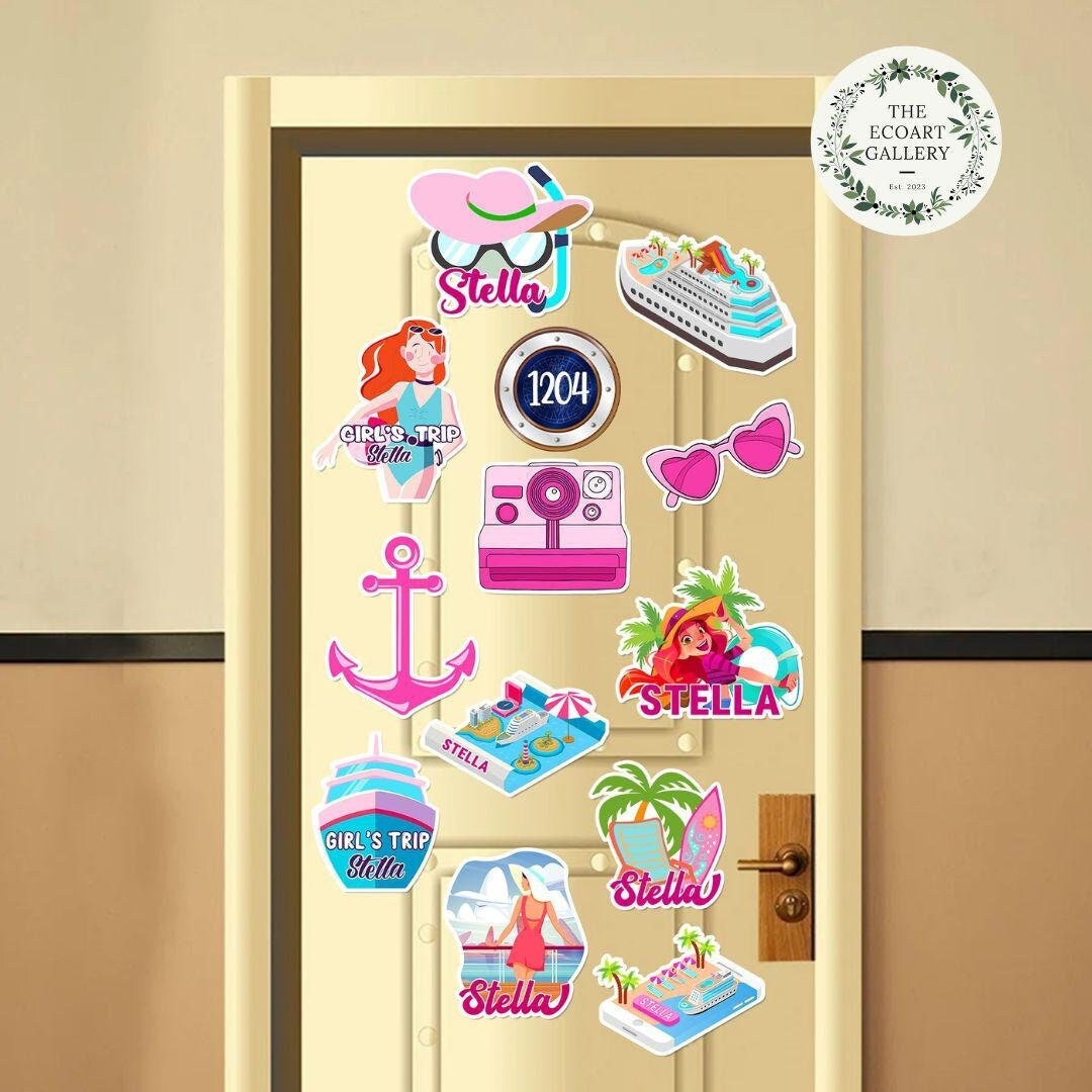 Personalized Girl's Trip Cruise Door Magnet, Pink Birthday Girl ...