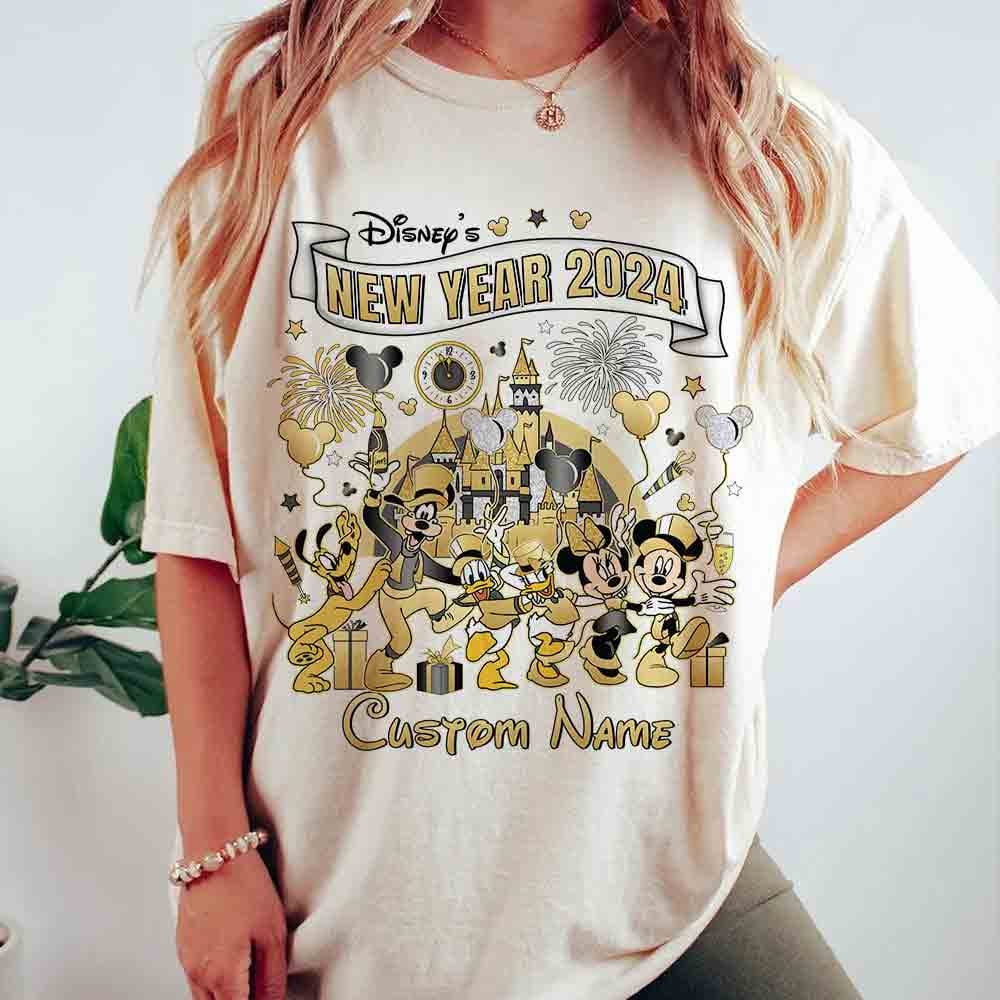 Discover Personalized Mickey & Friends Happy New Year 2024 shirt, Disney New Year 2024 shirt