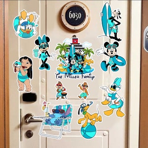 Personalized Disney Cruise 25th Silver Anniversary At Sea Magnet, Mickey & Friends, Lilo and Stitch, Chip Dale, Disney Cruise Door Magnet