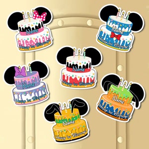 Personalized Mickey and Friends Birthday Magnet, Disney Inspired Birthday Cake Cruise Door Magnet, Birthday Decor Magnet, Disney Magnets