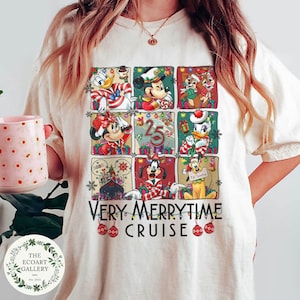 Personalized Disney Cruise Line Christmas Shirt, Mickey and Friends Very Merrytime Cruises Tee, Disney Family Christmas Cruise Vacation 2023