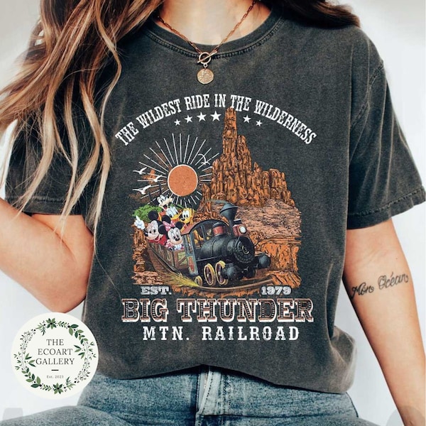 Vintage Disney Mickey and Friends Big Thunder Mountain Railroad Shirt, The Wildest Ride In The Wilderness Tee, Disneyland Family Trip shirt