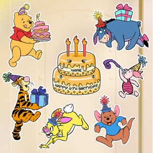 Personalized Winnie the Pooh Birthday Magnet, Disney Inspired Birthday Cake Cruise Door Magnet, Birthday cruise Magnet, Birthday decor