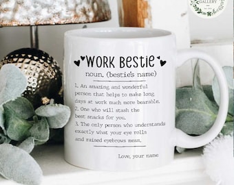 Personalized Work Bestie Definition Mug, Coworker leaving Gift, Custom Work Friend Mug, Retirement Birthday Gift, Coworker farewell