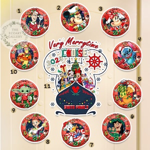 Personalized Multi-character Disney Christmas Very Merrytime Cruise 2023 Magnet, Mickey and Friends Magnet For Cruise Ship Stateroom Door