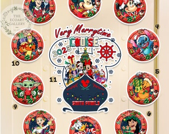 Personalized Multi-character Disney Christmas Very Merrytime Cruise 2023 Magnet, Mickey and Friends Magnet For Cruise Ship Stateroom Door