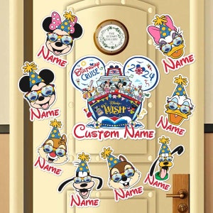 Personalized Mickey and Friends Disney Birthday Cruise Door Magnet, Birthday Decor Magnet, Disney Cruise Ship Magnet for Stateroom Door