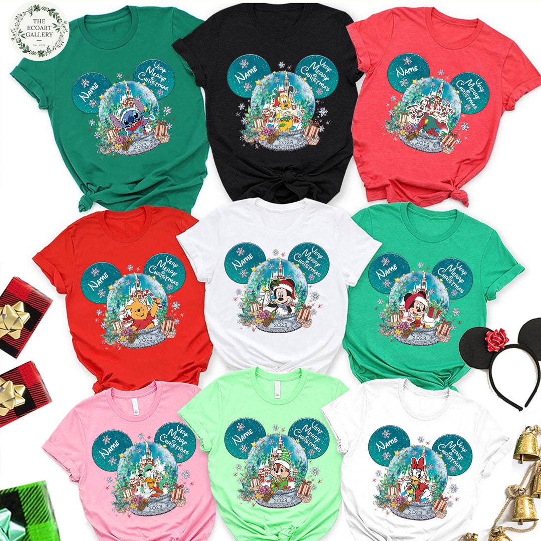 Personalized Mickey and Friends Globe Christmas Shirt, Mickey's Very