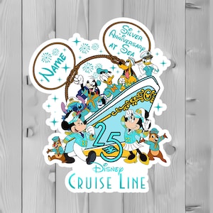 Silver Anniversary at Sea Disney Cruise Door Magnet Set, Mickey and Friends 25th Disney Cruise Magnet, Disney Inspired Magnets