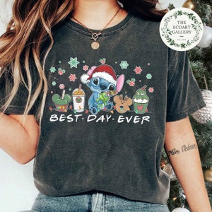 Vintage Stitch Santa Christmas shirt, Mickey's Very Merry Xmas Light Tee, Xmas Disneyland Disneyworld, Disney Stitch Christmas Shirt image 1