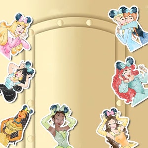 Aimants croisière inspirés des princesses Disney, aimant aquarelle princesse Disney, aimant de porte princesse, décor croisière Disney, aimant cadeaux Disney