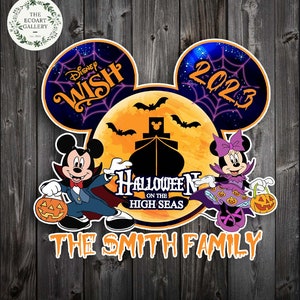 Personalized Mickey Minnie Halloween on the high seas Magnet, Disney Wish Dream Fantasy Magic Wonder Halloween Magnet For Stateroom Door