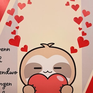 Valentinskarte Liebesbrief gefaltet Valentinstag Geschenk Partner personalisierbar Jahrestag Freund Karte Mann Frau Queer Faultier lustig