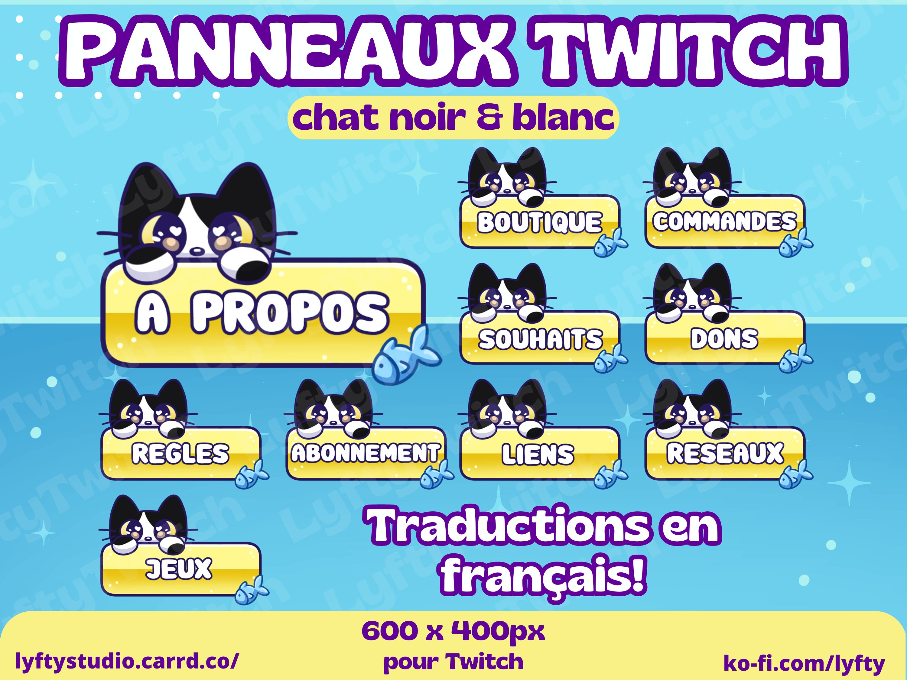 Cute Black and White Cat Panels for Twitch - 35 Panels for Twitch ...