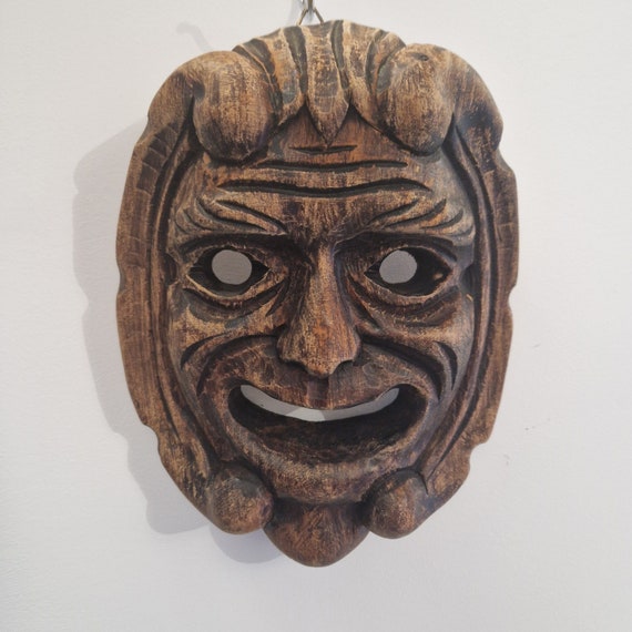 Sicilian mask, solid wood, theater, exotic wood