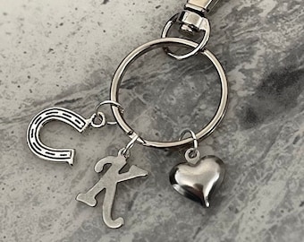 Porte-clés fer à cheval personnalisé : breloque initiale, porte-clés porte-clés