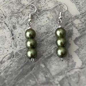 Green pearl sterling silver earrings
