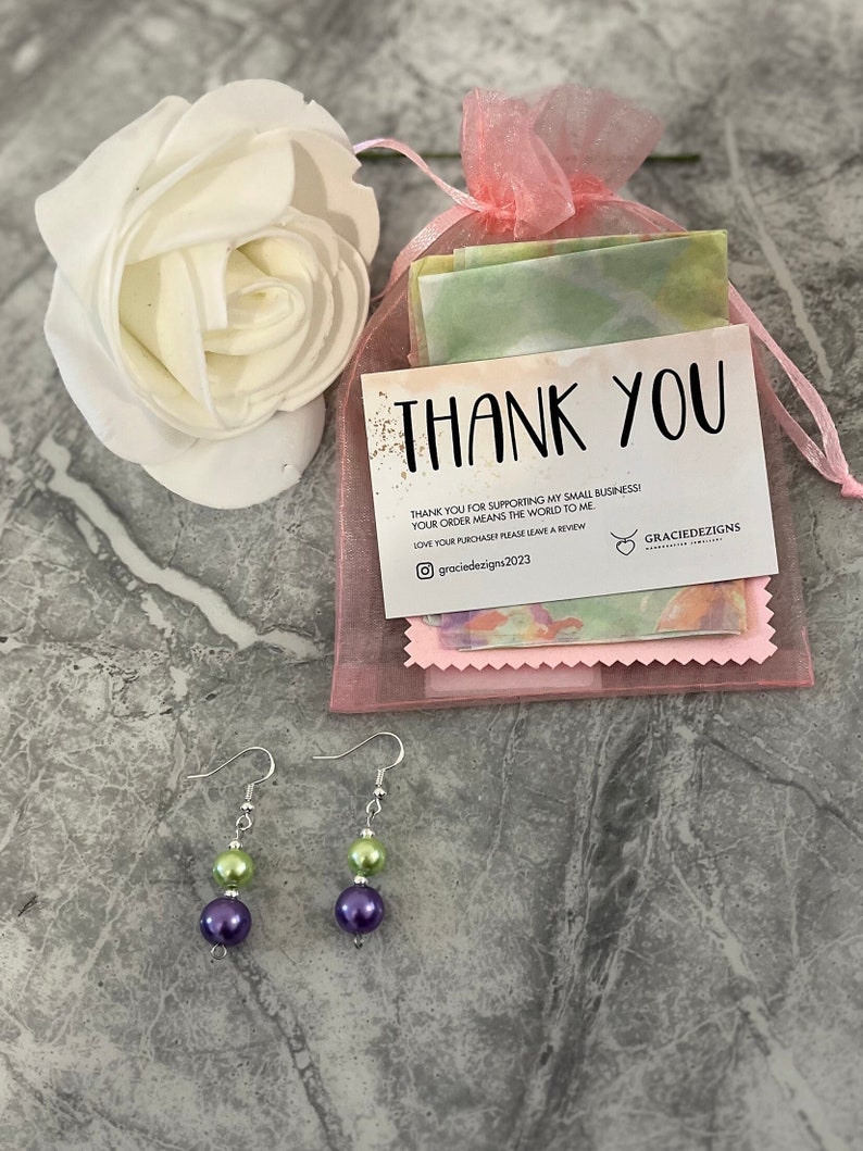Green Purple Pearl Earrings. Sterling Silver Earhook With a Green and
