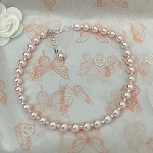 Pink pearl choker necklace. Bridesmaid gifts, bride, Weddings, birthdays, gifts for her.