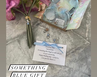 Something blue angel bouquet charm. Perfect dainty and classy gift for a brides bouquet or to attach where she pleases.